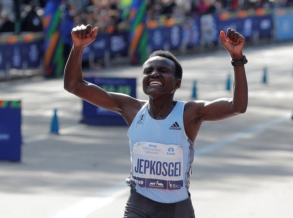 New York marathon champion Joyciline Jepkosgei wants to improve her time when competition resumes 