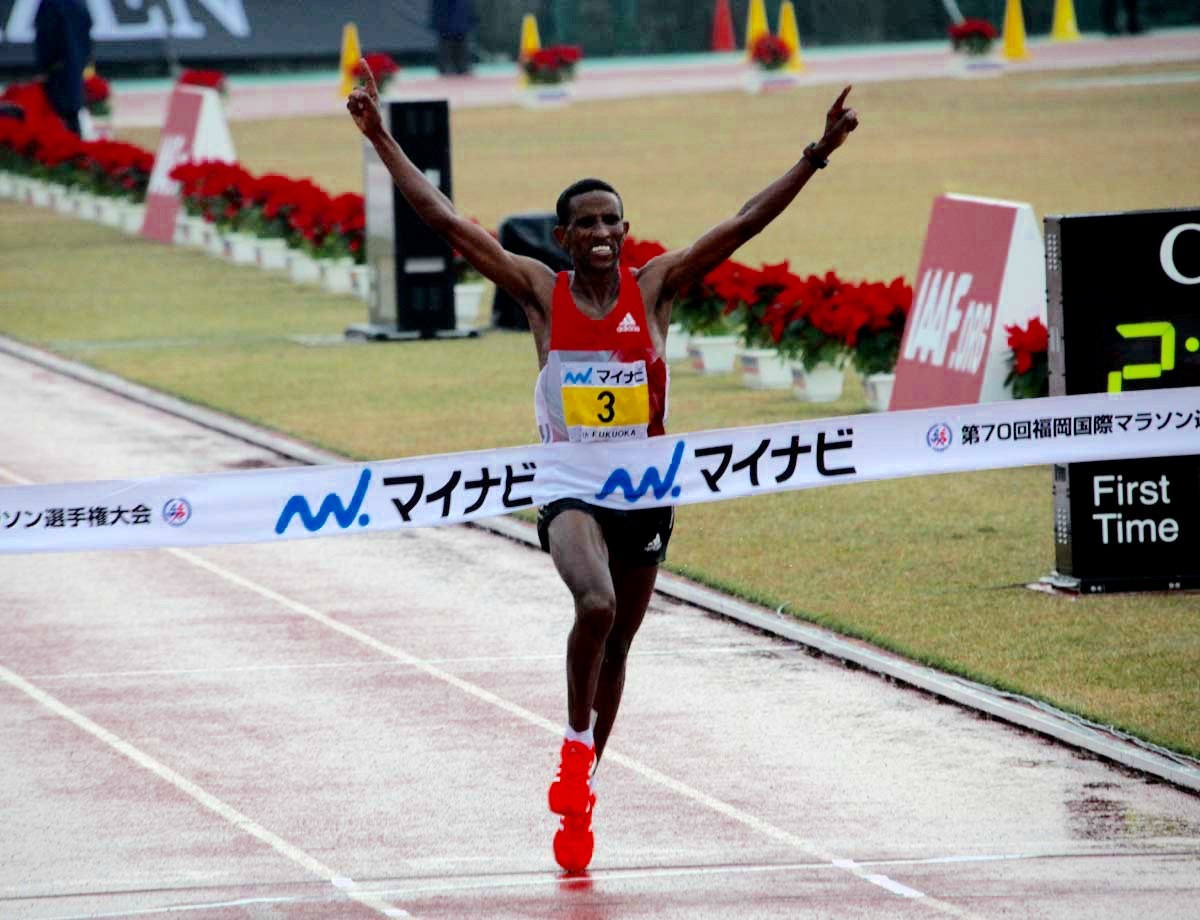 Yemane Tsegay of Ethiopia returns to regain the title he won in 2016 at the 72nd Fukuoka Marathon