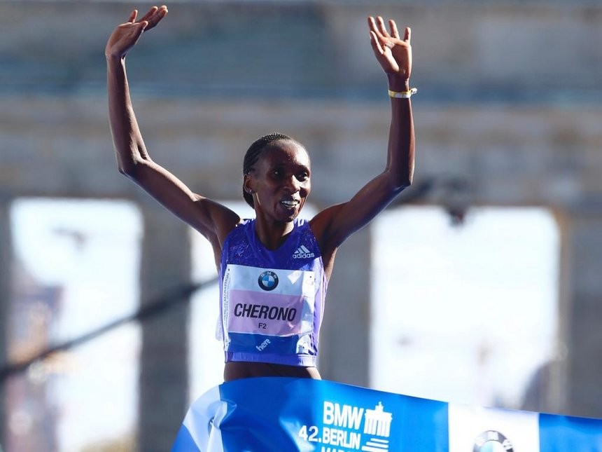 Gladys Cherono of Kenya will put her title on the line at the Berlin Marathon on Sept. 16