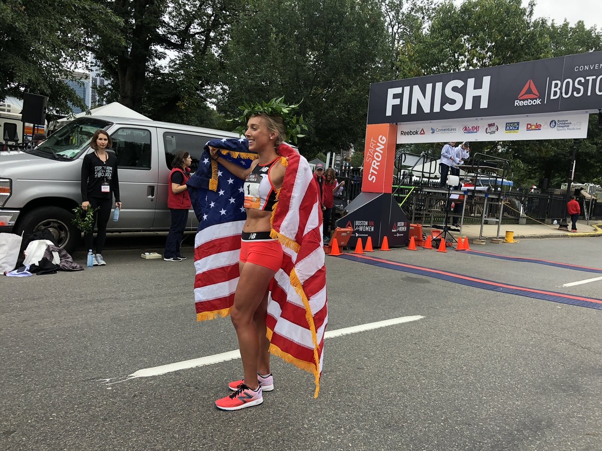 Emily Sisson wins Reebok Boston 10K in record time but course was 380 meters short