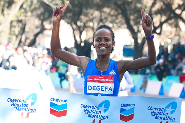 Defending champion Biruktayit Degefa is hoping to get a third title at the Houston Marathon