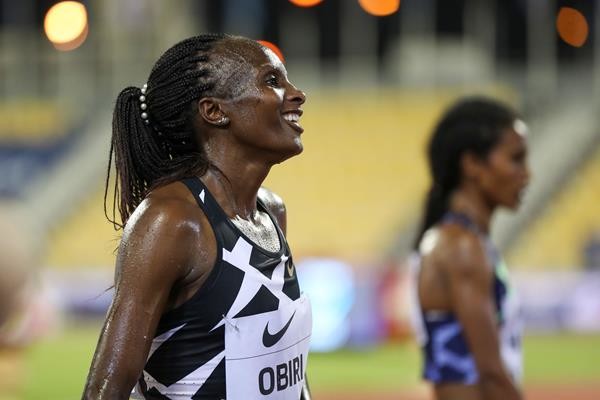 Hellen Obiri won the 3000m at the Wanda Diamond League meeting in Doha