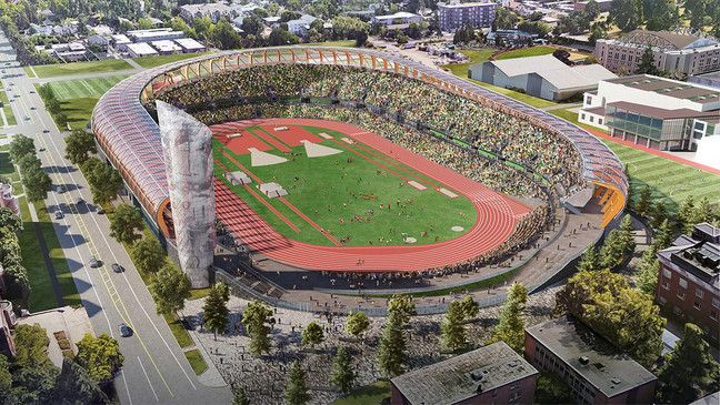 The new and improved Hayward Field sits ready for the Olympic Trials, whenever that comes