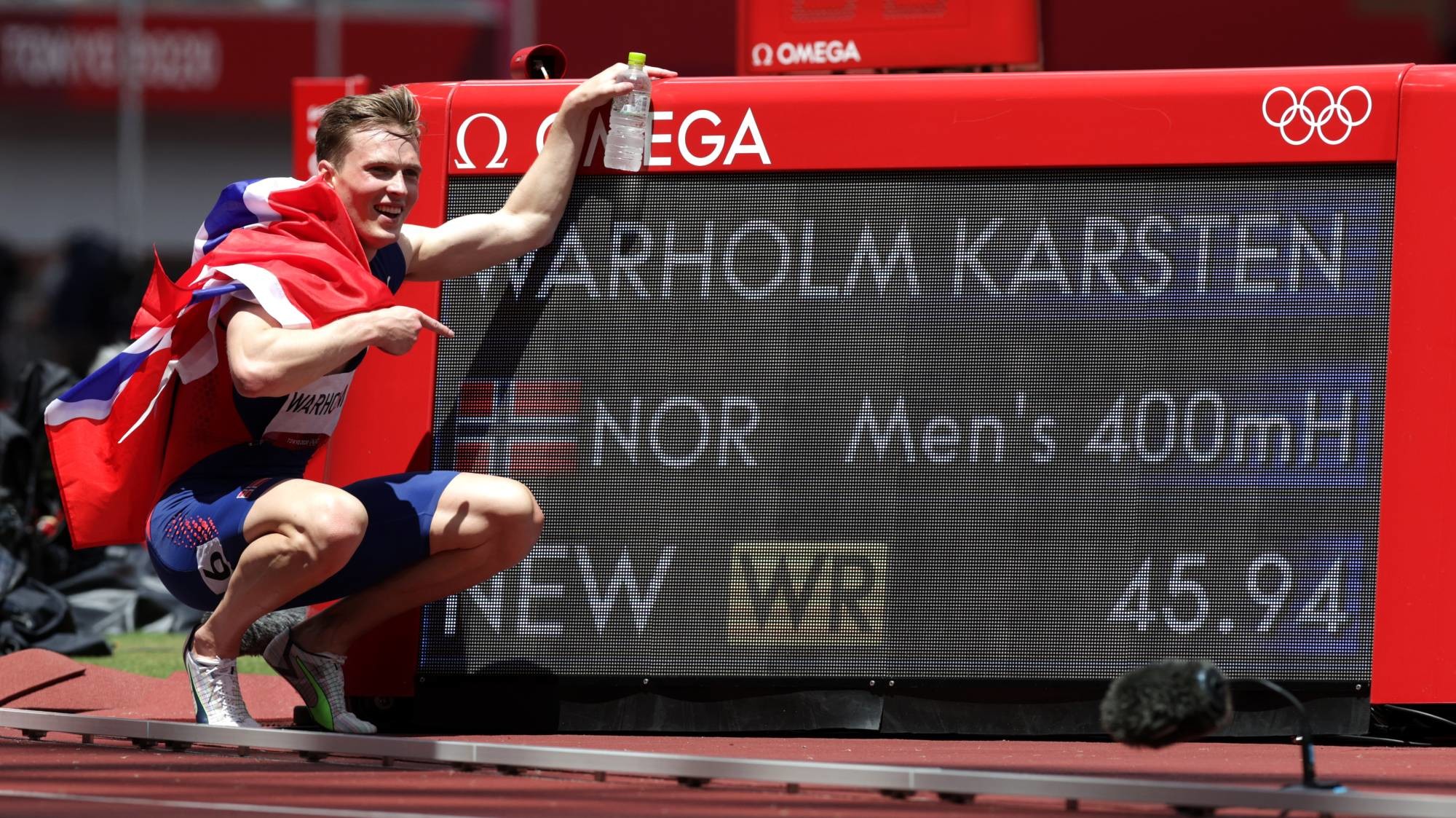 NorwayÂ´s  Karsten Warholm breaks the 400m hurdles world record at the Tokyo Olympic Games