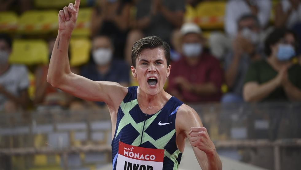 European champion Jakob Ingebrigtsen from Norway set his second European record of the season in the 1500m with 3:28.68 in the Monaco Diamond League on Friday