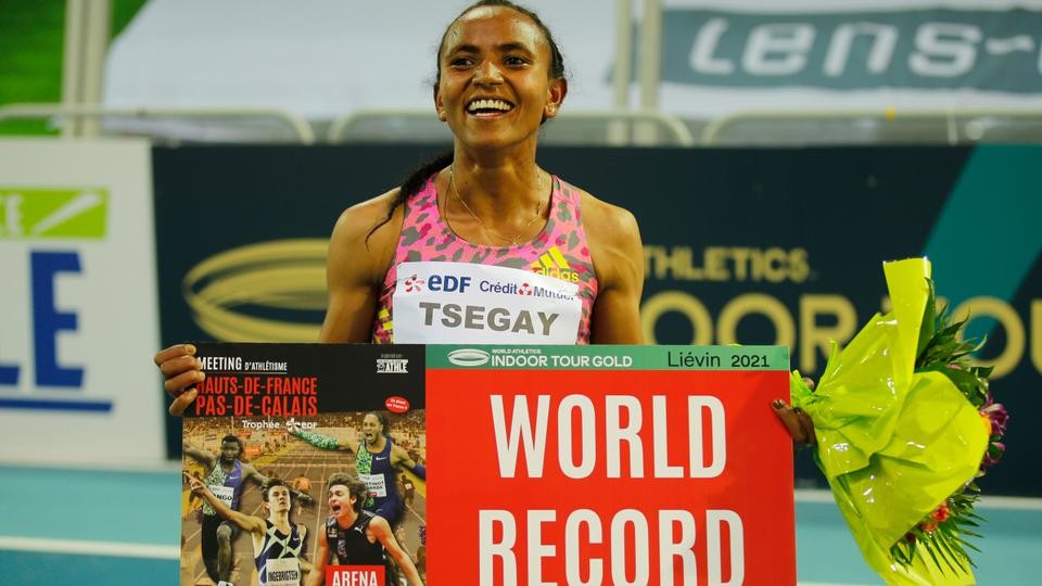 Ethiopia's Gudaf Tsegay breaks world indoor 1500m record in Lievin with 3:53.09