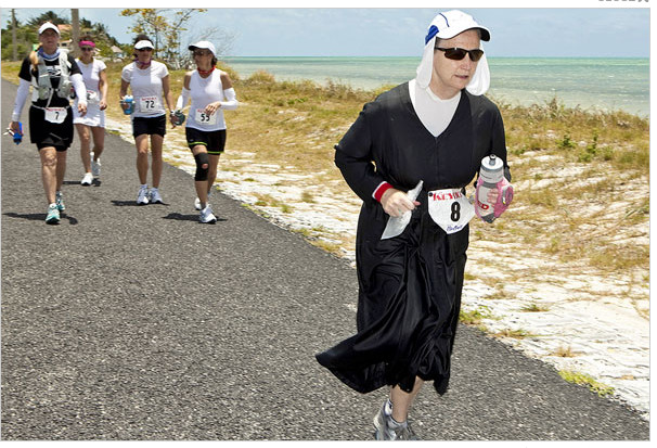 Sister Lloyd dresses a little different when she runs her many races for Orphans Rising