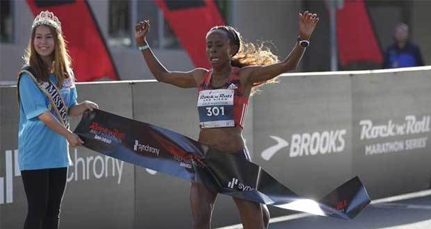Ethiopian Meseret Defar won the women's Rock 'n' Roll San Diego Half Marathon 