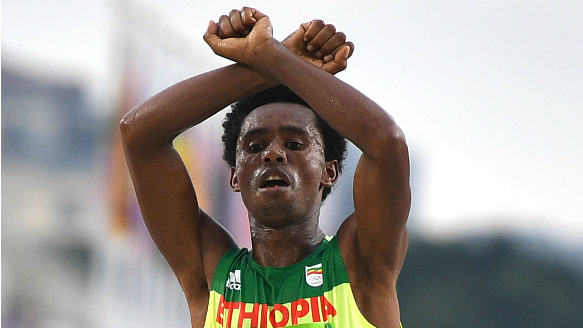 Olympic silver medallist Feyisa Lilesa had been in exile in the US since making this anti-government gesture