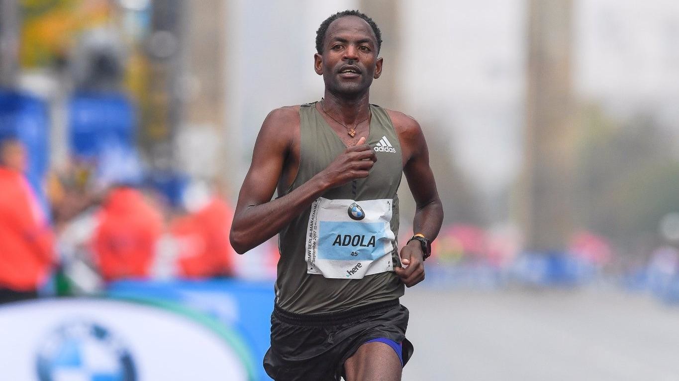 Ethiopia's Guyer Adola ran 2:03:46 for his first marathon is running his second marathon Oct 28 in Frankfurt