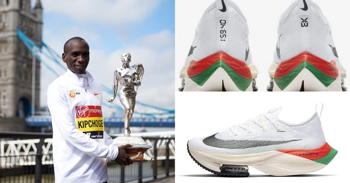 Eliud Kipchoge has unveiled the shoes he will use for London Marathon